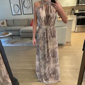 Long chiffon dress purple and pink snake skin